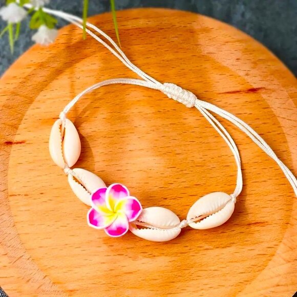 Shell Bracelet Anklet Orchid Hot Pink Minimalist Summer Beach Surfer Vacation - Picture 3 of 4
